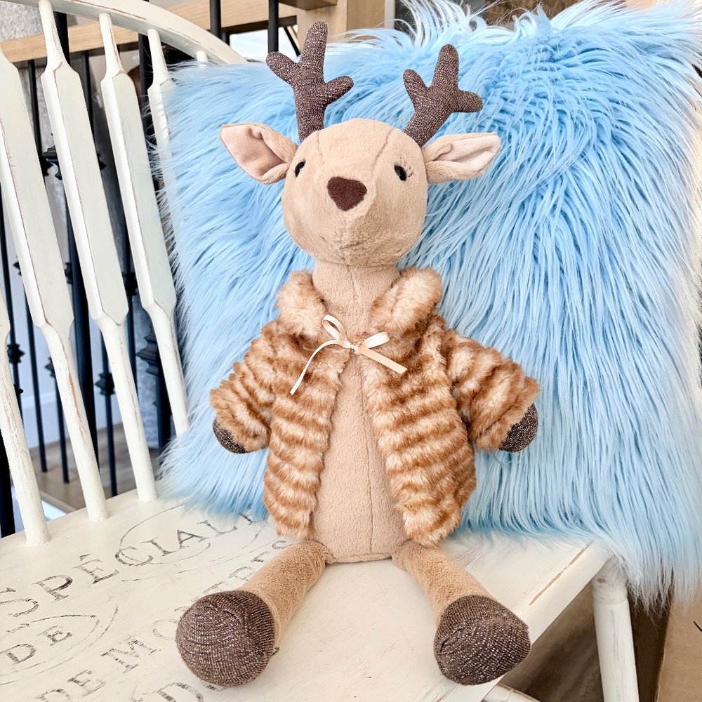 JellyCat, SOFIA REINDEER, Stuffed, Plush, Glam, Fur Coat, 20 inches, RARE